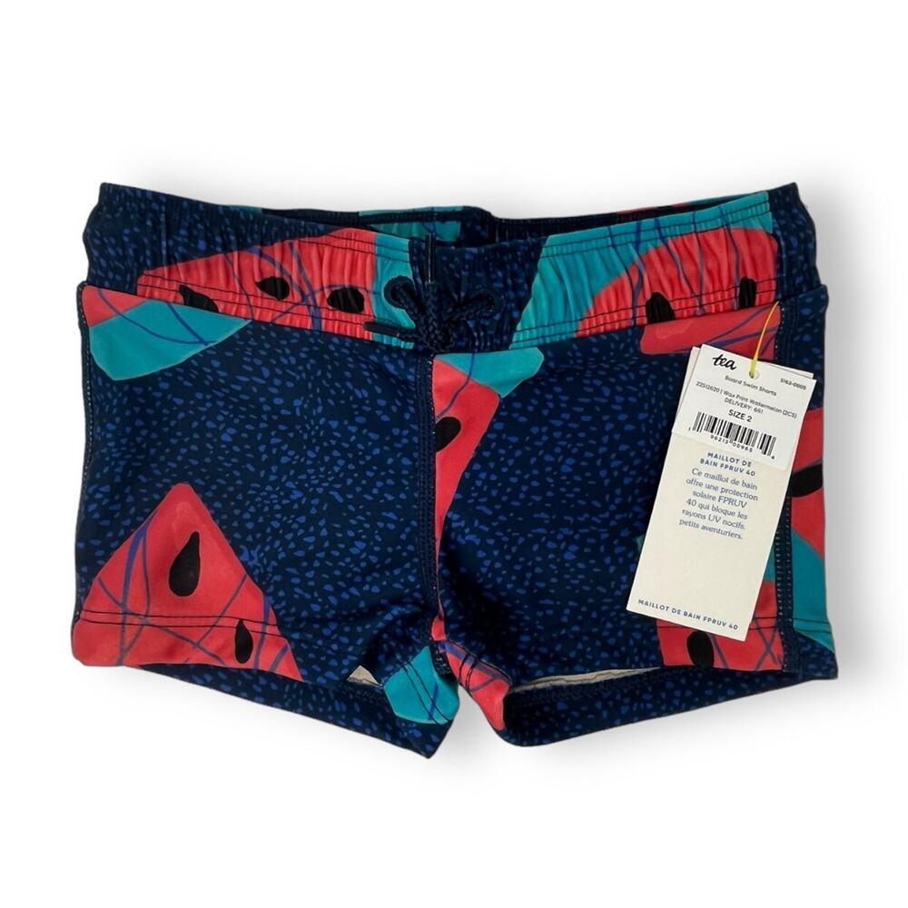 Tea Collection NWT Wax Print Watermelon Board Swim Shorts. Size 2.